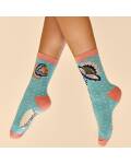 Powder: Socken Damen Bambus Blume türkis