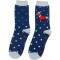 Miss Sparrow: Bambus Socken Damen Dackel-Santa blau