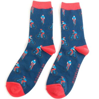Mr Heron: Bambus Socken Herren Radfahrer blau