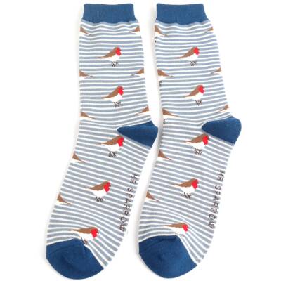 Mr Heron:Bambus Socken Herren Rotkelchen gestreift