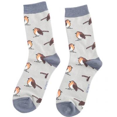 Miss Sparrow: Bambus Socken Damen Robins hellgrau
