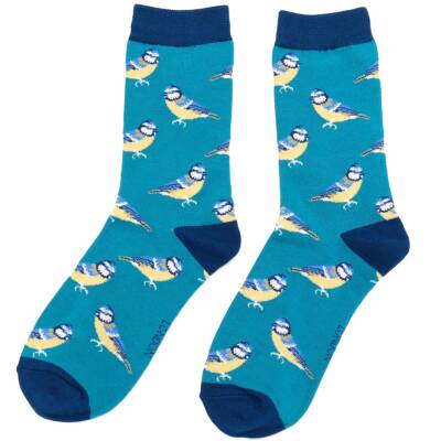 Miss Sparrow: Bambus Socken Damen Vögel türkis