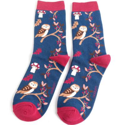 Miss Sparrow: Bambus Socken Damen Woodland blau