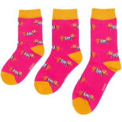 Miss Sparrow: Kinder Socken Bambus Dackel pink 7-9 Jahre
