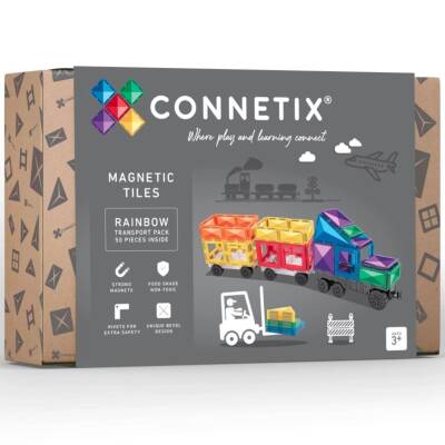 Connetix: Magnetbausteine Rainbow Transport Set 50T.