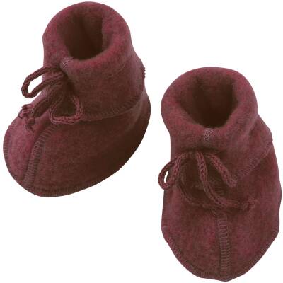 Engel: Baby-Schühchen mit Bändel Wollfleece zimt