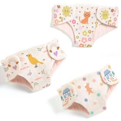 Djeco: Puppenwindeln 3erSet  für Puppen Pomea