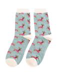 Miss Sparrow: Bambus Socken Damen Dackel Xmas hellblau