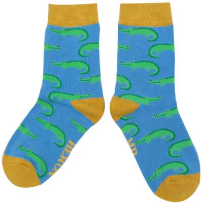 Miss Sparrow: Kinder Socken Bambus Krokodil hellblau 4-6 Jahre