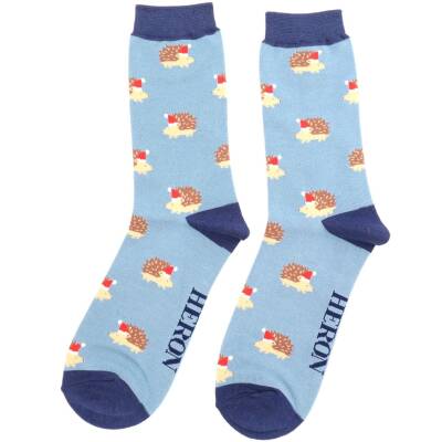 Mr Heron: Bambus Socken Herren Igel Festive blau