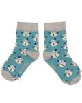 Miss Sparrow: Kinder Socken Bambus Schneemann blau 7-9 Jahre