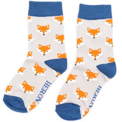 Miss Sparrow: Kinder Socken Bambus Fuchs silber 4-6 Jahre