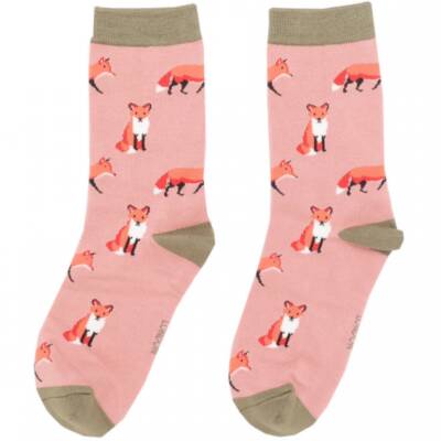 Miss Sparrow Bambus Socken Damen Fuchs rosa