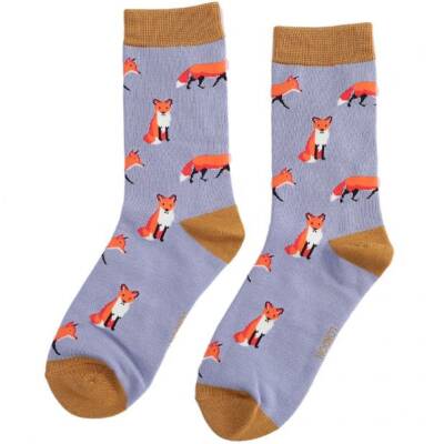 Miss Sparrow Bambus Socken Damen Fuchs hellblau