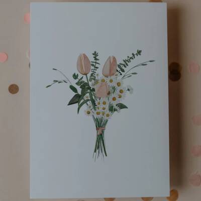 Eulenschnitt: Postkarte Flower Bouquet Aquarell