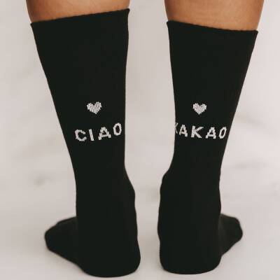 Eulenschnitt: Socken schwarz Ciao Kakao 35-38