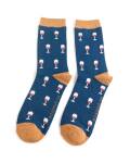 Mr Heron: Bambus Socken Herren Weinglas blau