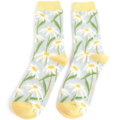 Miss Sparrow: Bambus Socken Gänseblümchen hellblau