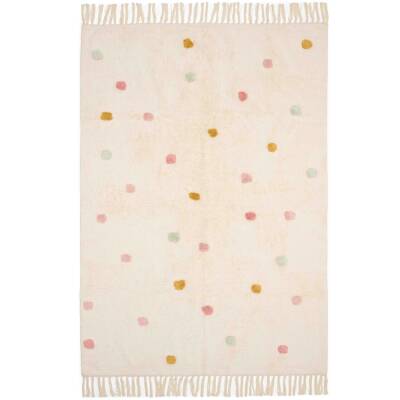 Little Dutch: Teppich Punkte rosa/bunt 170x120cm