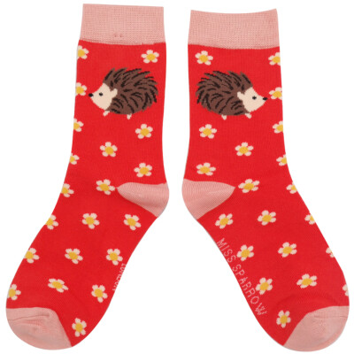 Miss Sparrow: Kinder Socken Bambus Igel rot 2-3 J.
