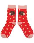 Miss Sparrow: Kinder Socken Bambus Igel rot 2-3 J.