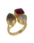 Ring verstellbar vergoldet 3 Edelsteine The Craftshop
