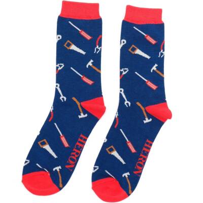 Mr Heron: Bambus Socken Herren Werkzeuge blau