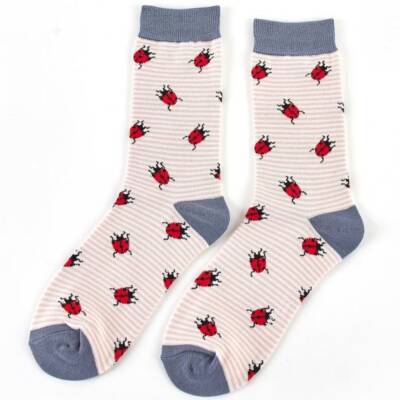 Miss Sparrow: Bambus Socken Damen Marienkäfer rosa