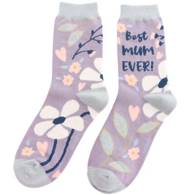 Miss Sparrow: Bambus Socken Best Mum Ever flieder