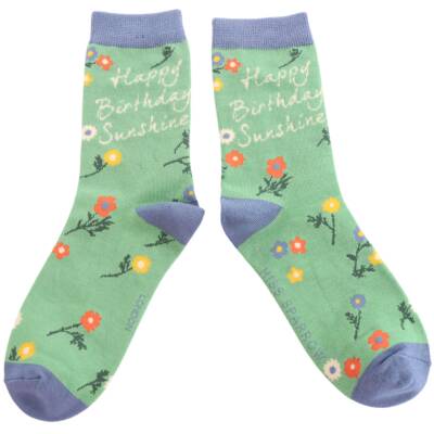 Miss Sparrow: Bambus Socken Happy Birthday Sunshine
