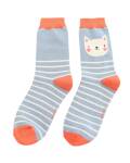 Miss Sparrow: Socken für Katzenliebhaber in hellblau...