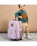 Lässig: Kindertrolley in lila mit Druck und Patch...