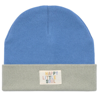 Lässig: Mütze Beanie Little Gang GOTS blau- khaki 52-56 - 3-6J.