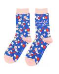 Miss Sparrow: Bambus Socken Damen Beautiful Mum blau