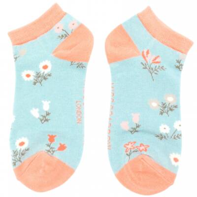Miss Sparrow: Bambus Sneaker Socken Dainty Floral blau