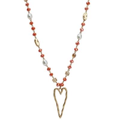 The Moshi: Halskette 92 cm Herz-Anhänger gold-orange