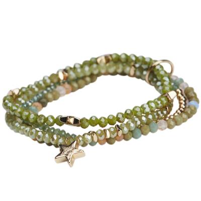 The Moshi: Armband elastisch 4reihig grün Hilma