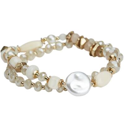 The Moshi: Armband elastisch 2reihig Lovis creme