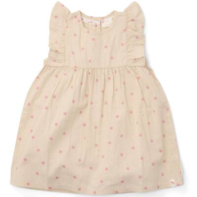 Sommerkleid ärmellos Sand mit rosa Blümchen Bio BW
