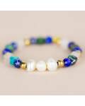 Muja Juma: Perlen Ring elastisch Lapis Lazuli mix