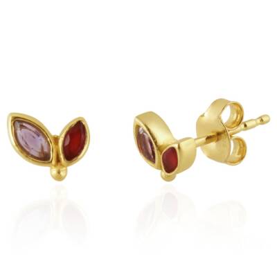 Muja Juma: Ohrstecker gold Lacewing Amethyst