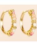 Muja Juma: Ohrringe Creolen 20mm Rhodochrosite mix