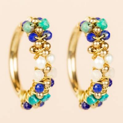 Muja Juma: Ohrringe Creolen 20mm Lapis Lazuli
