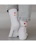 Eulenschnitt: Socken Be Happy weiß