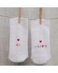 Eulenschnitt: Stylische Socken in weiß aus Bio-Baumwolle mit Spruch