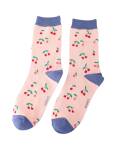 Miss Sparrow: Bambus Socken Damen Mini Cherries rosa