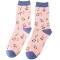 Miss Sparrow: Bambus Socken Damen Mini Cherries rosa