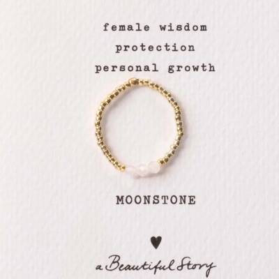 A Beautiful Story: Ring elastisch Mondstein gold