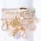 Lumisha: Armband creme 6mm creme matt-Quaste-Seepferdchen silber
