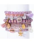 Lumisha: Armband mauve 4mm-Blume silber